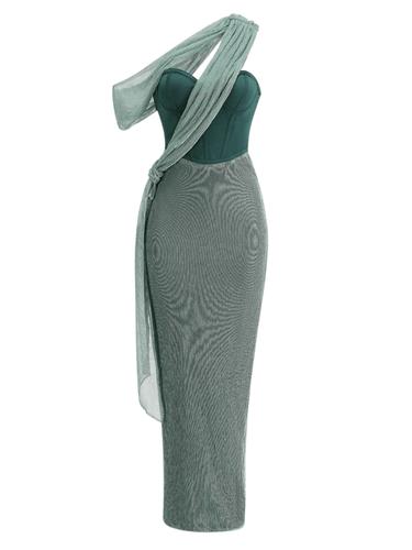 Women's Sexy One Shoulder Corset Draped Long Dress Glitter Sparkly Backless Bodycon Evening Maxi Party Gowns -, Dress , Drestiny , 10, 4, 6, 8, Ankle Length Dresses, Brown, FR, Green, L, M, Maxi Dresses, Off Shoulder, S, Sleeveless, Strapless, United Kingdom, United States , Drestiny , www.shopdrestiny.com